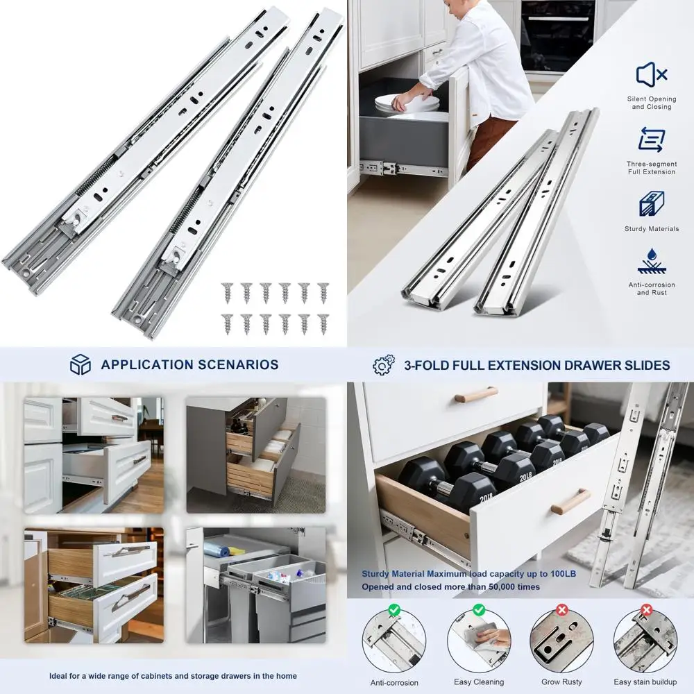 

Heavy Duty 24 Inch Soft Close Drawer Slides Full Extension Ball Bearing Side Mount for Dresser Glides