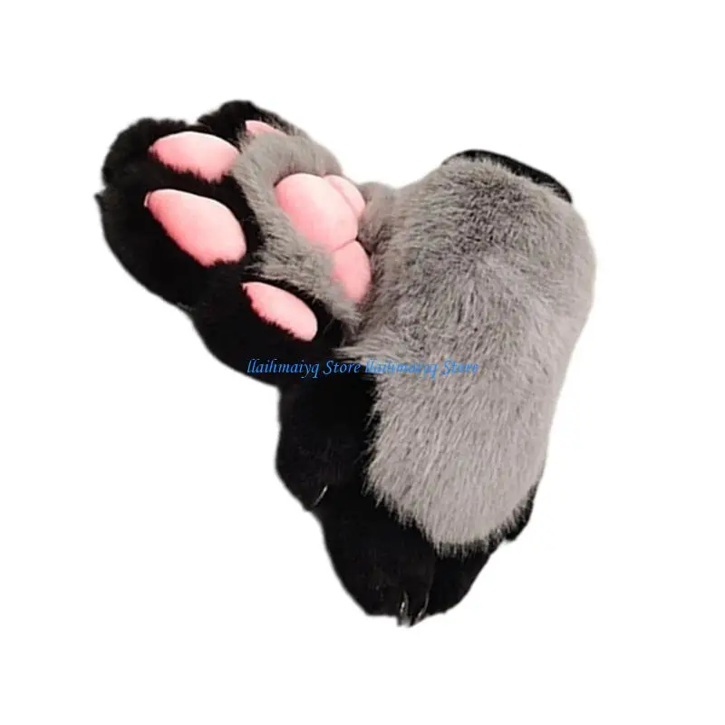 573B Dog Claw Gloves Fursuit Animal Wolf Paws Mittens Halloween Cosplay Costume