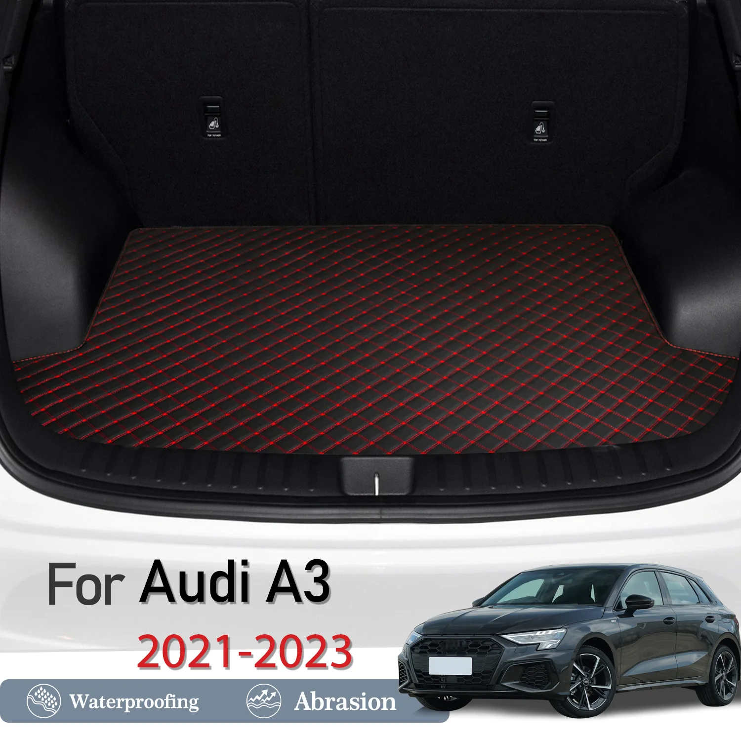 

New Artificial Leather Car Trunk Mat Rear Trunk Cargo Protective Mat Car Interior Accessories For Audi A3 2021-2023