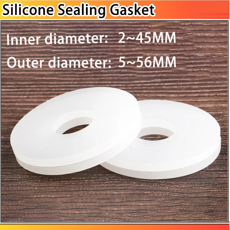 

1~50pcs ID:2~45mm OD:5~56mm T:1/1.5/2/3mm Silicone Rubber Flat Gaskets White Silicon O Rings Seal Washers Sealing Ring