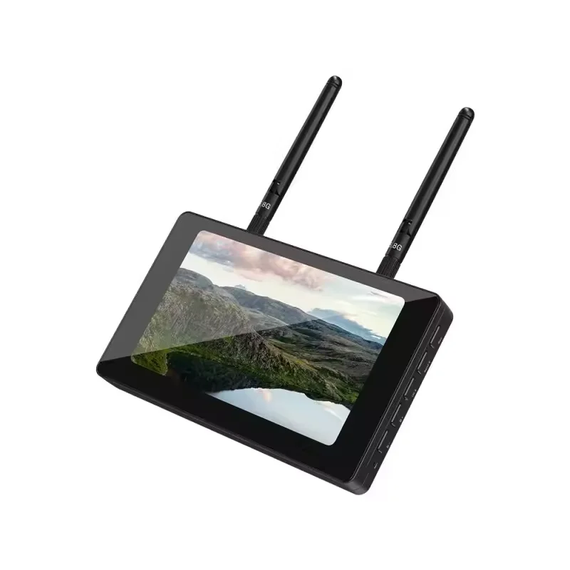 FPV-Monitor 5,8 GHz 40CH 5 Zoll mit 5,8 G Diversity-Empfänger 800 * 480 16:9 NTSC/PAL Autosuchmonitor Eingebauter 4000-mAh-Akku