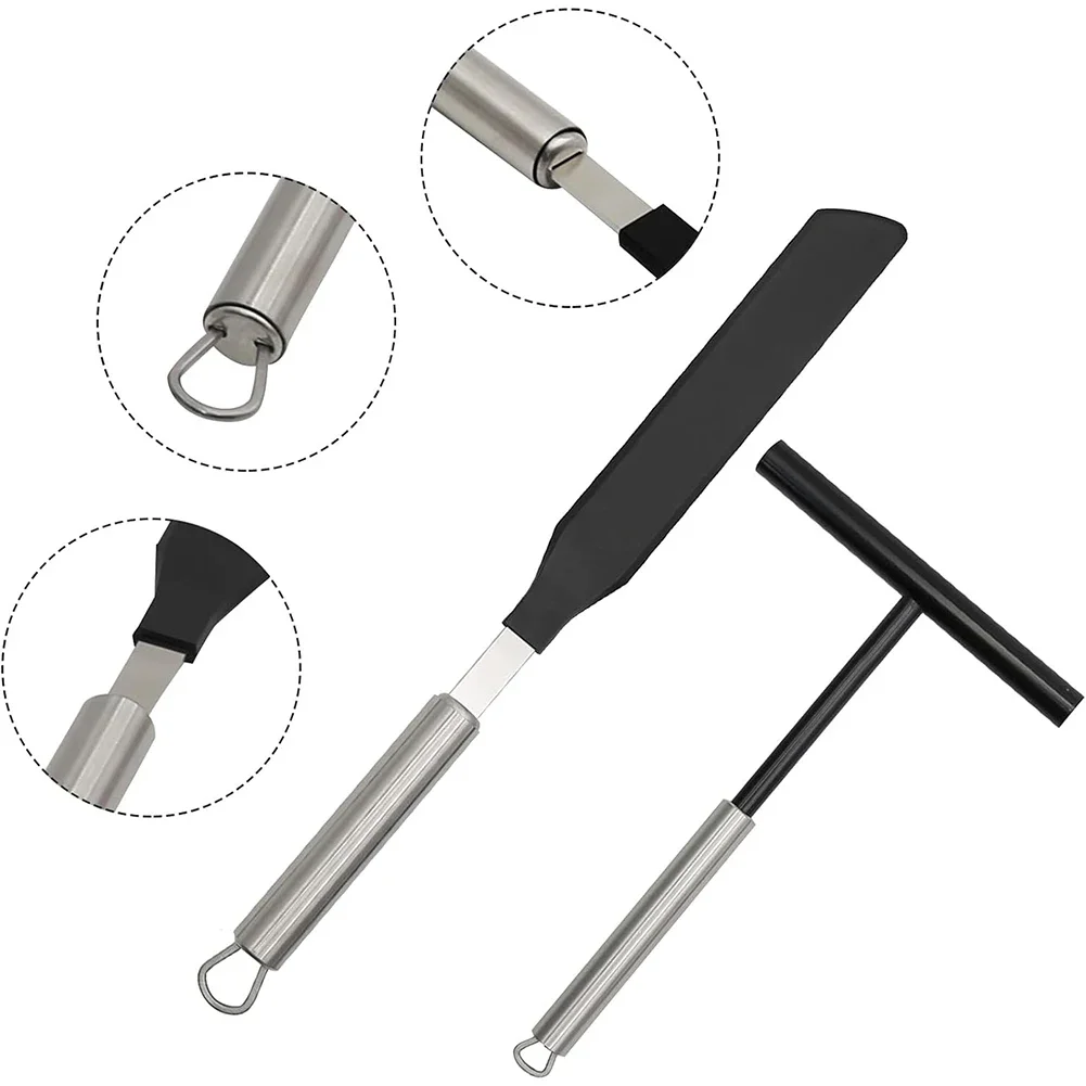 T-Shaped Crepe Spreader 34cm Stainless Steel Pancake Batter Smoother Kit Non-Stick Omelet Spatula Set Egg Pancake Maker Tools