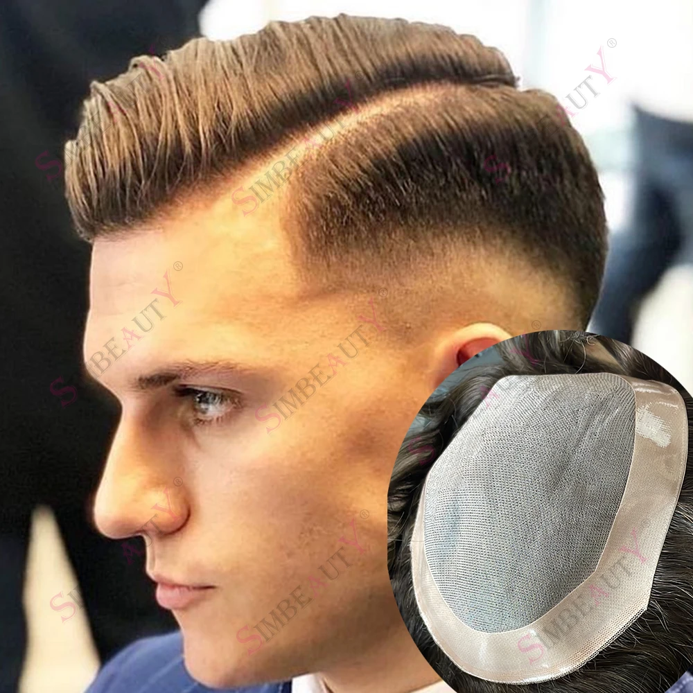 

Прочный моно-сетчатый кружевной парик NPU, шоколадно-коричневый, черный # 2-х человеческие волосы, самая дешевая капиллярная дышащая сменная система протезов