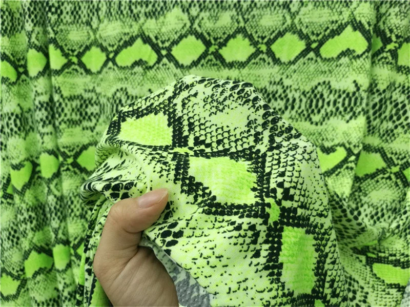 Elastic Snakeskin Grain Brushed Knitted Printing Fabric High Quality Bar Stage Handmade DIY Sewing Designer Fabric By The Meter
