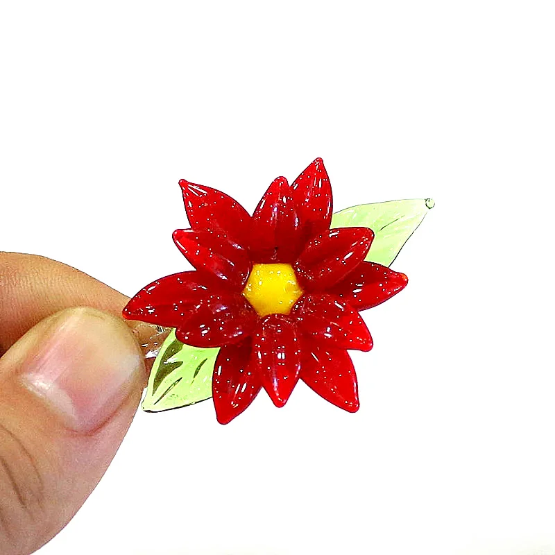 Handmade Cute Mini Glass Flower Pendant Ornament Hanging Decor for Outdoor Garden Bonsai Perfect Creative Valentine's Day Gift