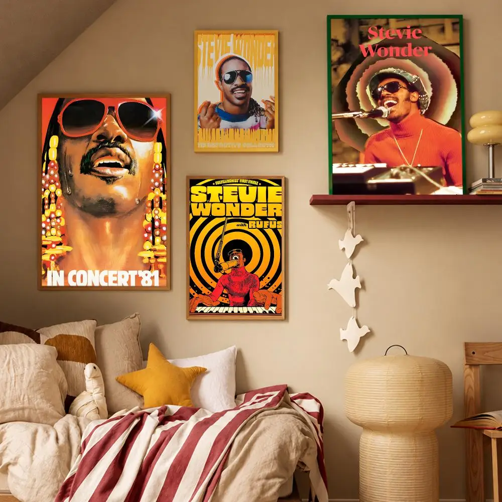Band Rock Stevie Wonder Poster HD Waterproof Wall Art Posters Self Adhesive Bedroom Living Room Home Decor Gift