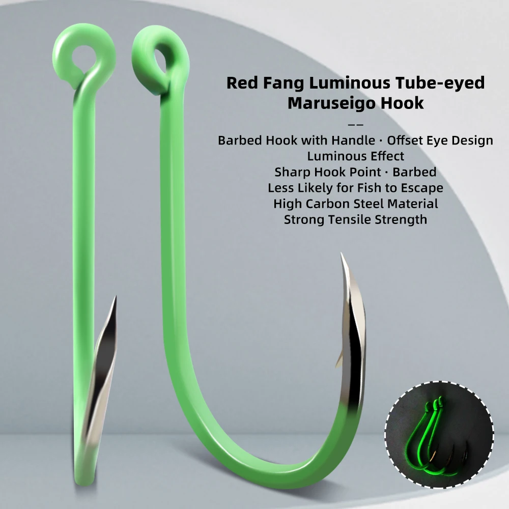 ZYZHE 12/24 Stück/Box Leuchtende Chinu-Haken aus Hochkohlenstoffstahl, Fluoreszierende Nachtangelhaken, Karpfenangelhaken, Angelzubehör – Detail 1