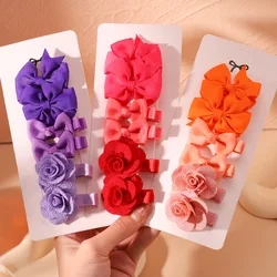 Horquilla de flores de Color caramelo para niñas, pinzas para el cabello seguras, lindas, hechas a mano, accesorios para el cabello para bebés, regalos al por mayor, 6 piezas por juego