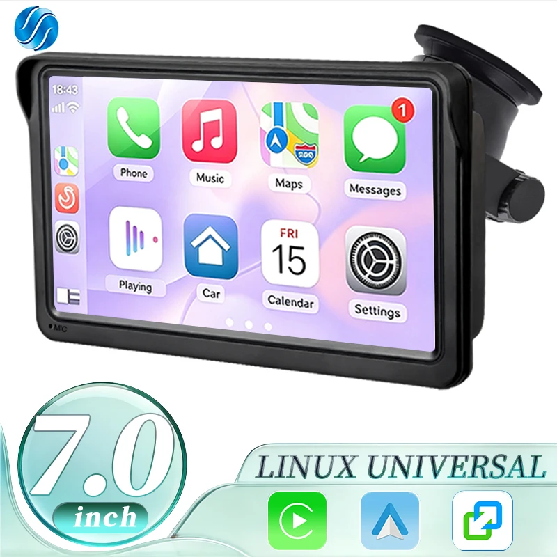 HIPPCRON Multimedia Video MP5 Player 7 Inch Wireless Carplay Android Auto Portable IPS Touch Screen Car Radio BT Support Camera