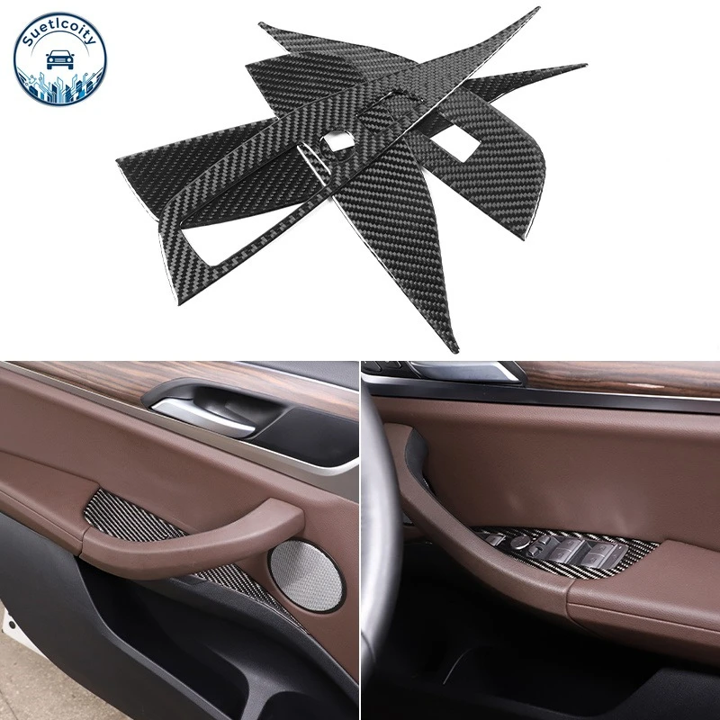Interior Car Accessories For BMW X3 G01 G08 2018-2022 Soft Carbon Fiber Car Window Switch Panel Cover Trim LHD RHD
