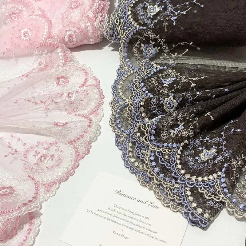 

28 ярдов розовый кофейный цветочный вышивка кружевная бейка нижнее белье юбка подол нижнее белье шитье ремесло DIY ткани для одежды кружево