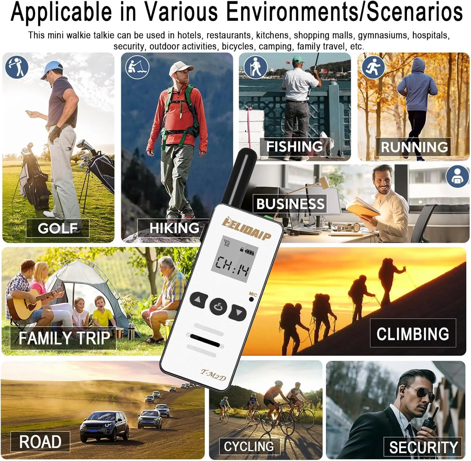 T-M2D Super Mini Portable Two-Way Radio FRS GMRS UHF 400-520MHz 2W Handheld Wireless Communication Talkie Device