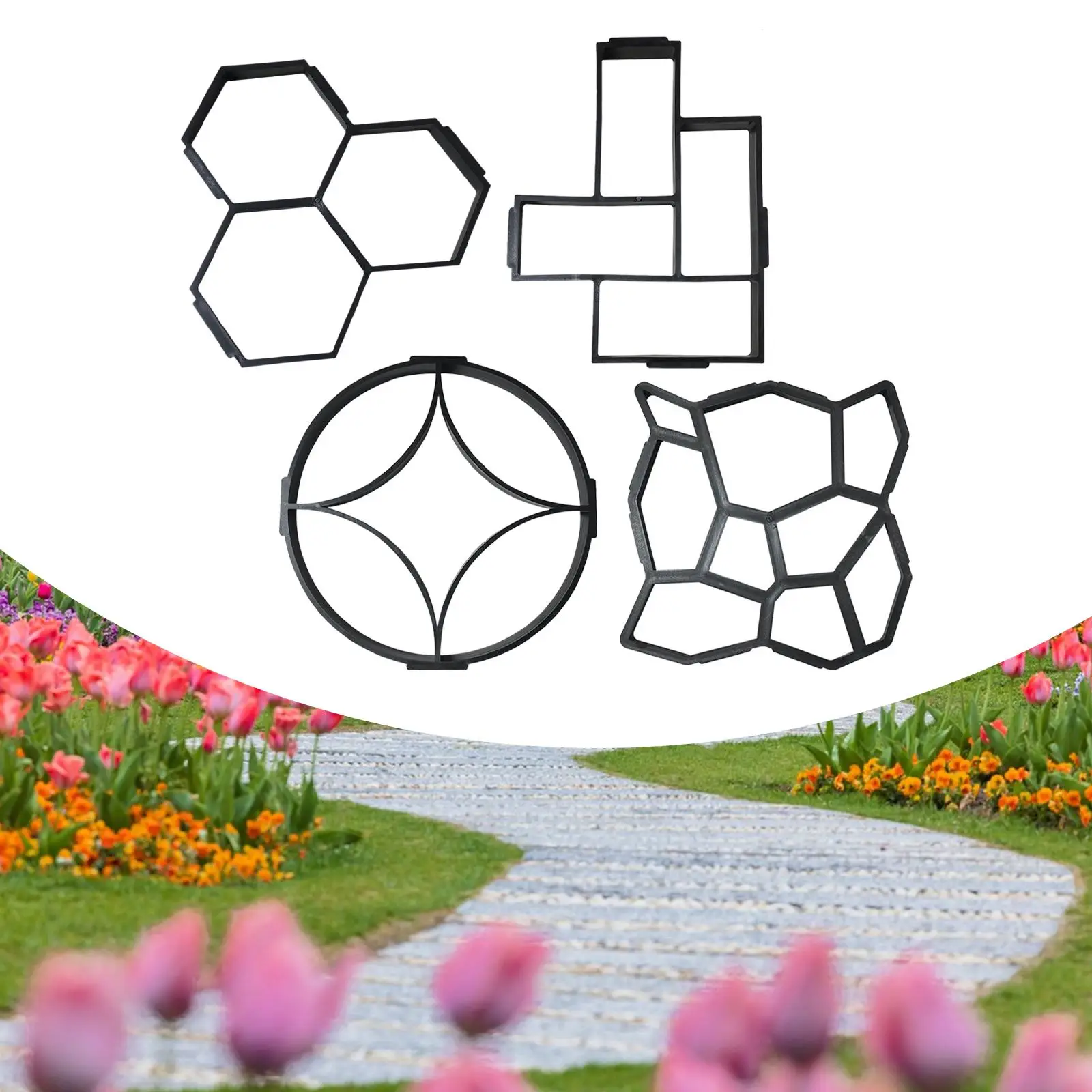 

Plastic Stepping Stones Garden Concrete Mould Walk Path Maker DIY Paver Form for Decorative Outdoor Yard Patio