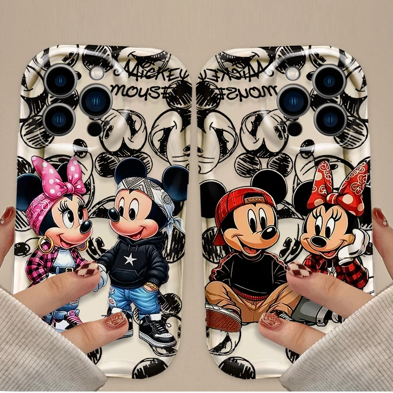 Disney Mickey Minnie Case For iPhone 16 15 14 13 12 11 Pro Max X XR XS 8 7 Plus SE 2020 Soft Silicone Shockproof Protective Etui