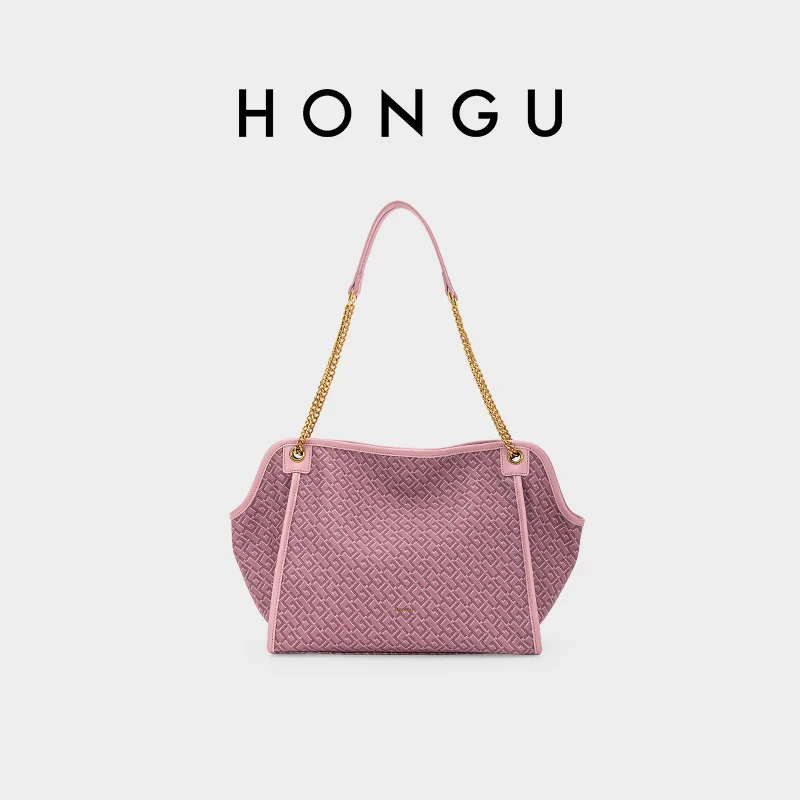 

HONGU новая фиолетовая большая сумка из мягкой кожи, женская простая элегантная сумка на плечо, водонепроницаемая прочная сумка в подарок H51556303