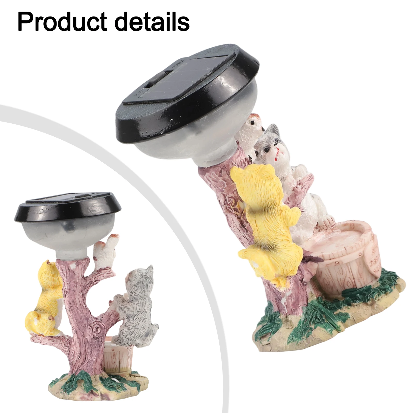Cat Figurine Animal Statue Garden Welcome Easy Installation Energy Efficiency High-Performance Solar Panel As Shown