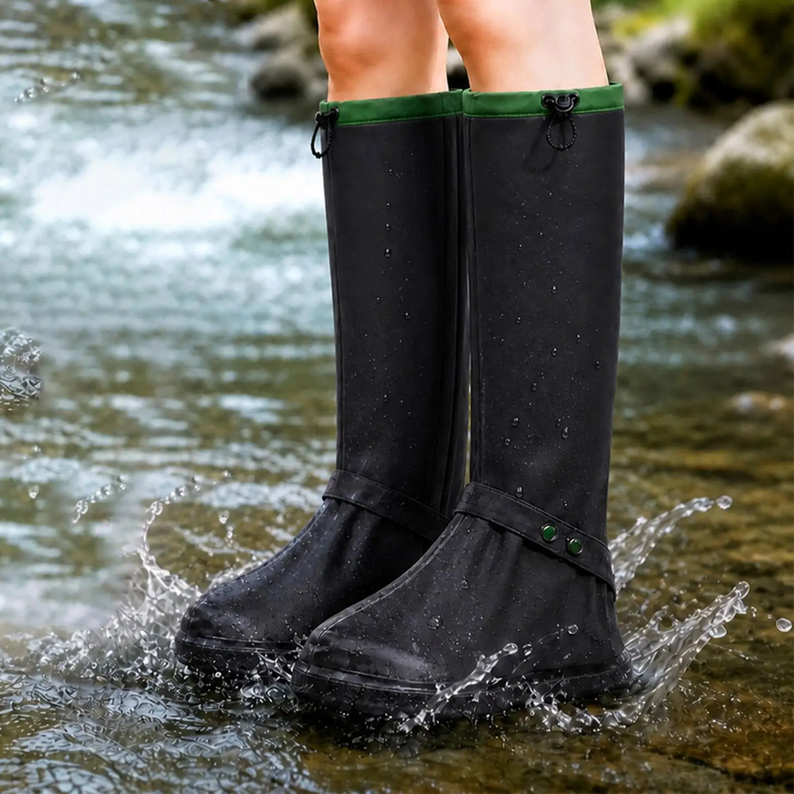 Cubrezapatos impermeables con cremallera, de gran tamaño, fáciles de poner y quitar, con suela antideslizante, duraderos, resistentes al desgaste y plegables, ideales para senderismo y ciclismo.