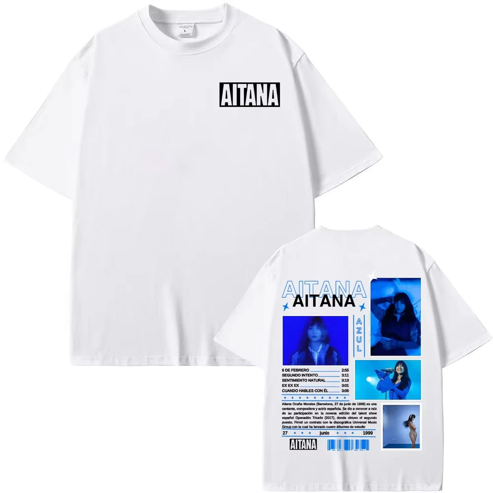 المغني Aitana Azul ألبوم جولة الجرافيك تي شيرت الرجال النساء Harajuku الهيب هوب تي شيرت تقليدي الصيف بلايز القطن عالية الجودة #4