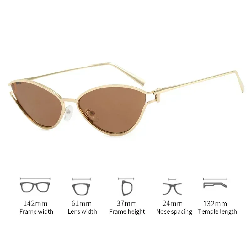 Unisex Casual Sunscreen Vacation Shopping UV400 Goggle Metal Cat Eye Sunglasses Women Stylish Gradient Retro Sun Eyeglasses