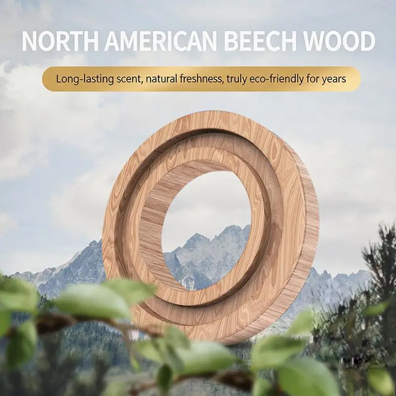 5/10Pcs Circular Aromatherapy Wood Car Air Freshener Essential Oil Diffuser Beech Wood Tablets Remove Car Interior Odor view 3