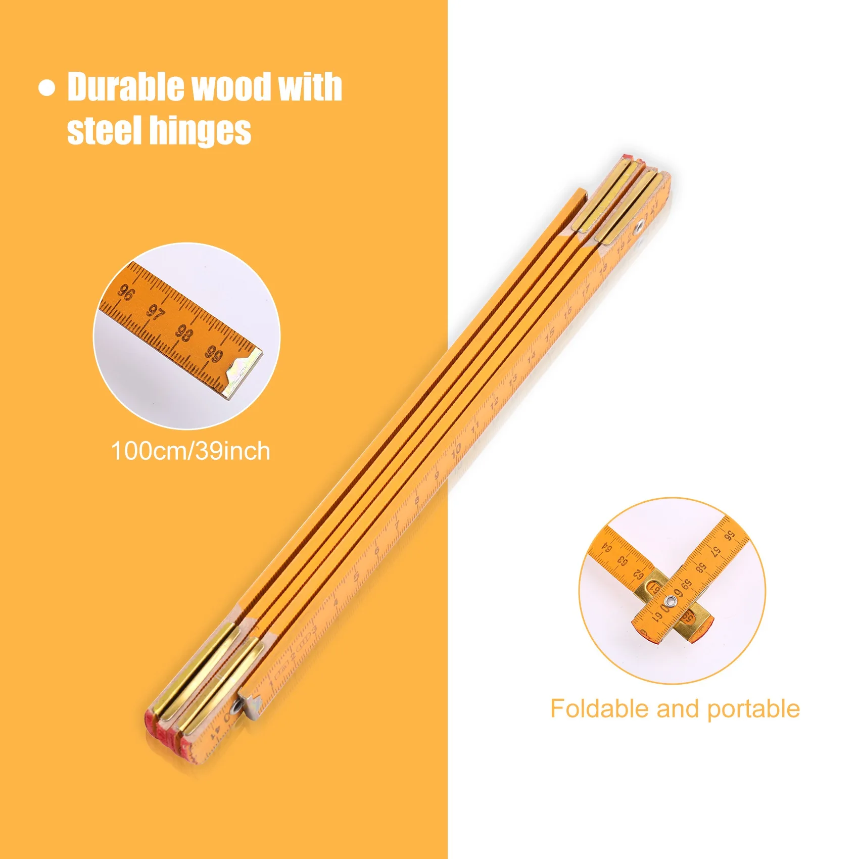N96R Portable Carpenter Wooden Folding Ruler