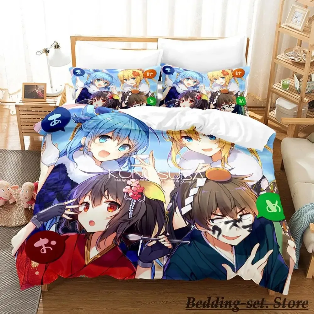 KonoSuba Bedding Set Single Twin Full Queen King Size Bed Set Adult Kid Bedroom Duvetcover Sets Anime parure de lit Bed