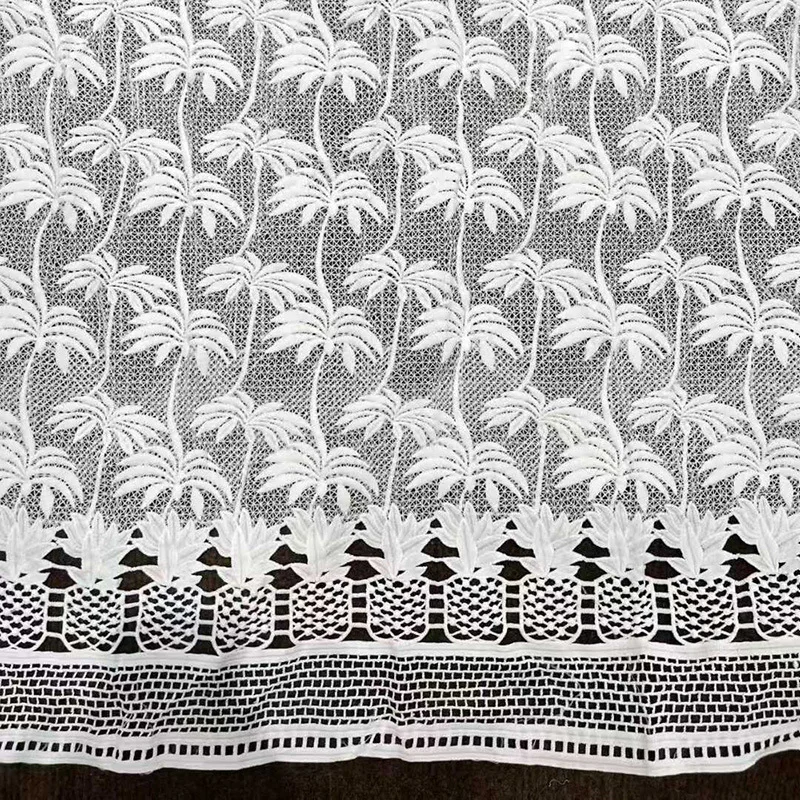 

New Coconut Tree Hollow Mesh Lace Embroidered Fabric Lace Full-Width Designer Fabric Sold by the Yard