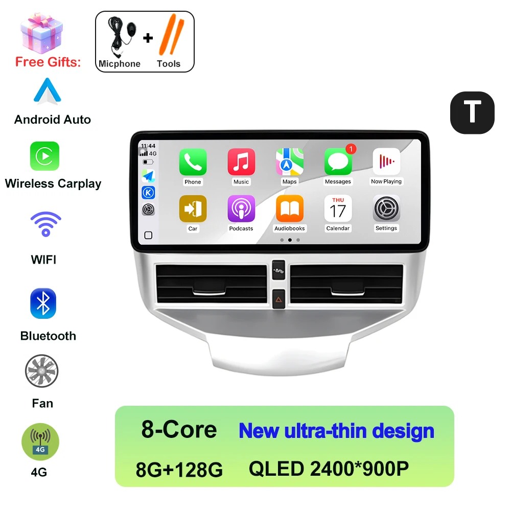 Voor Ford Fiesta 2009-2014 Autoradio Multimedia Video Player Navigatie GPS Android AUTO Draadloze CarPlay WIFI 4G QLED 2400*900P