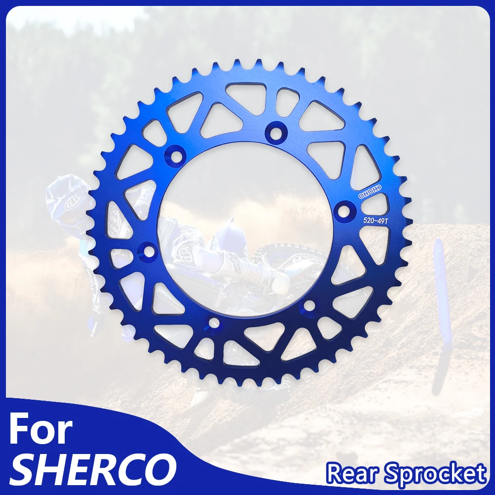 

For SHERCO 14-24 Motorcycle Rear Sprocket 520-49T Chain Back Sprocket Cog Aluminum Plate SE SEF 125 250 300 450 500