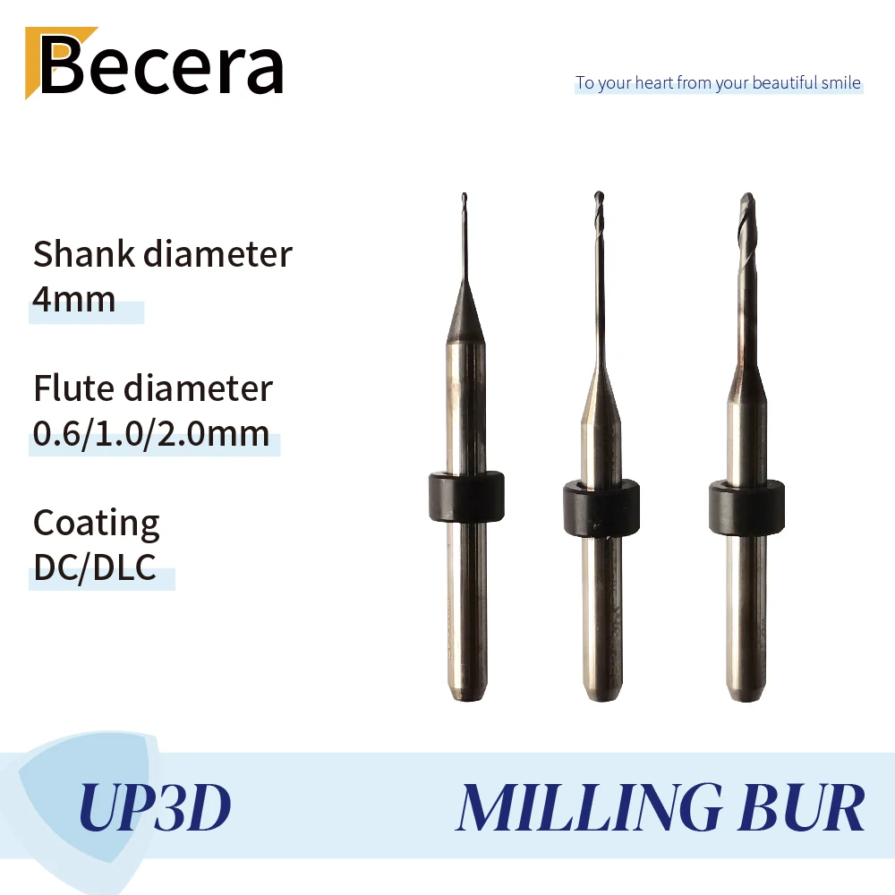 

Becera Dental Tools P4 P5 Milling Burs For Mill Zirconia Block PMMA PEEK Diamond Coating DLC Compatible With UP3D CAD CAM System