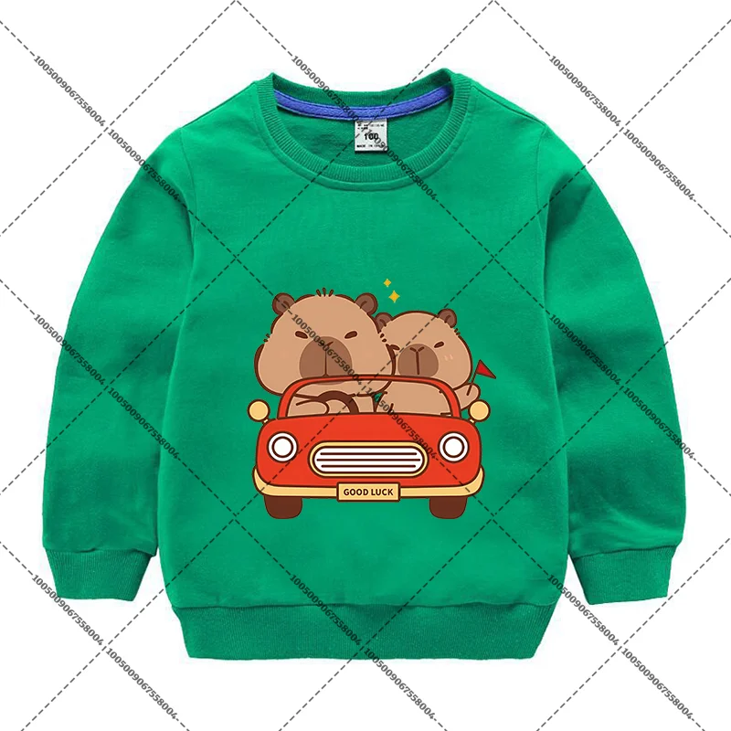 Capybaras 다채로운 운동복 코튼 후드 티 풀오버 긴 소매 만화 그림 티셔츠 어린이 내구성이 퇴색하지 않음 귀여운 옷