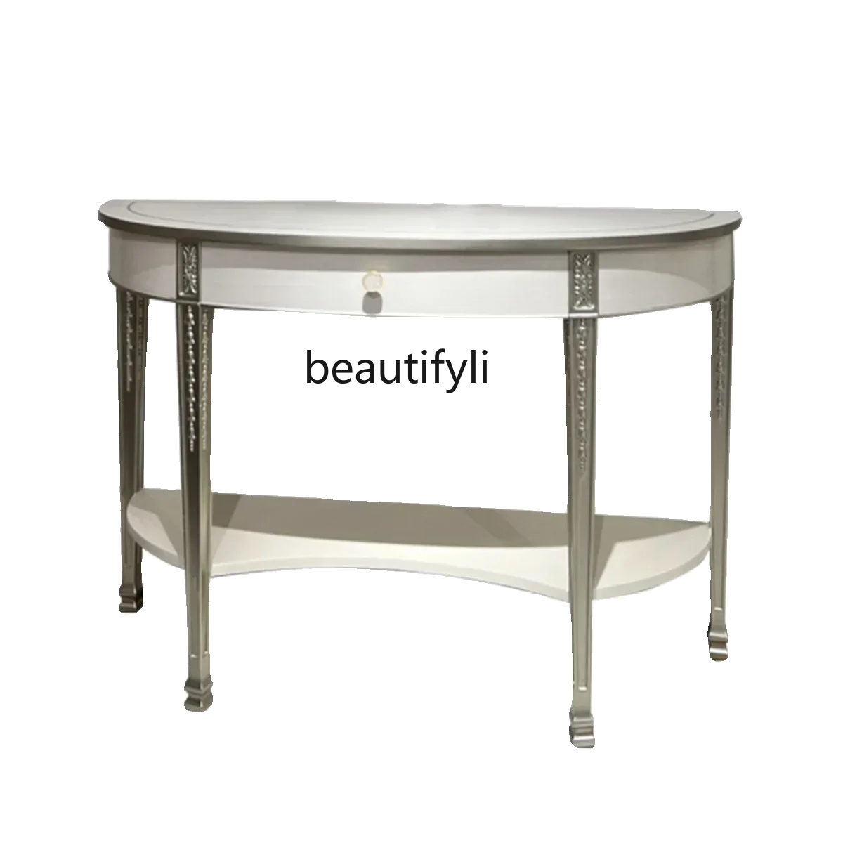 

53American light luxury solid wood semi-round entrance table villa suite living room decoration table size apartment type home