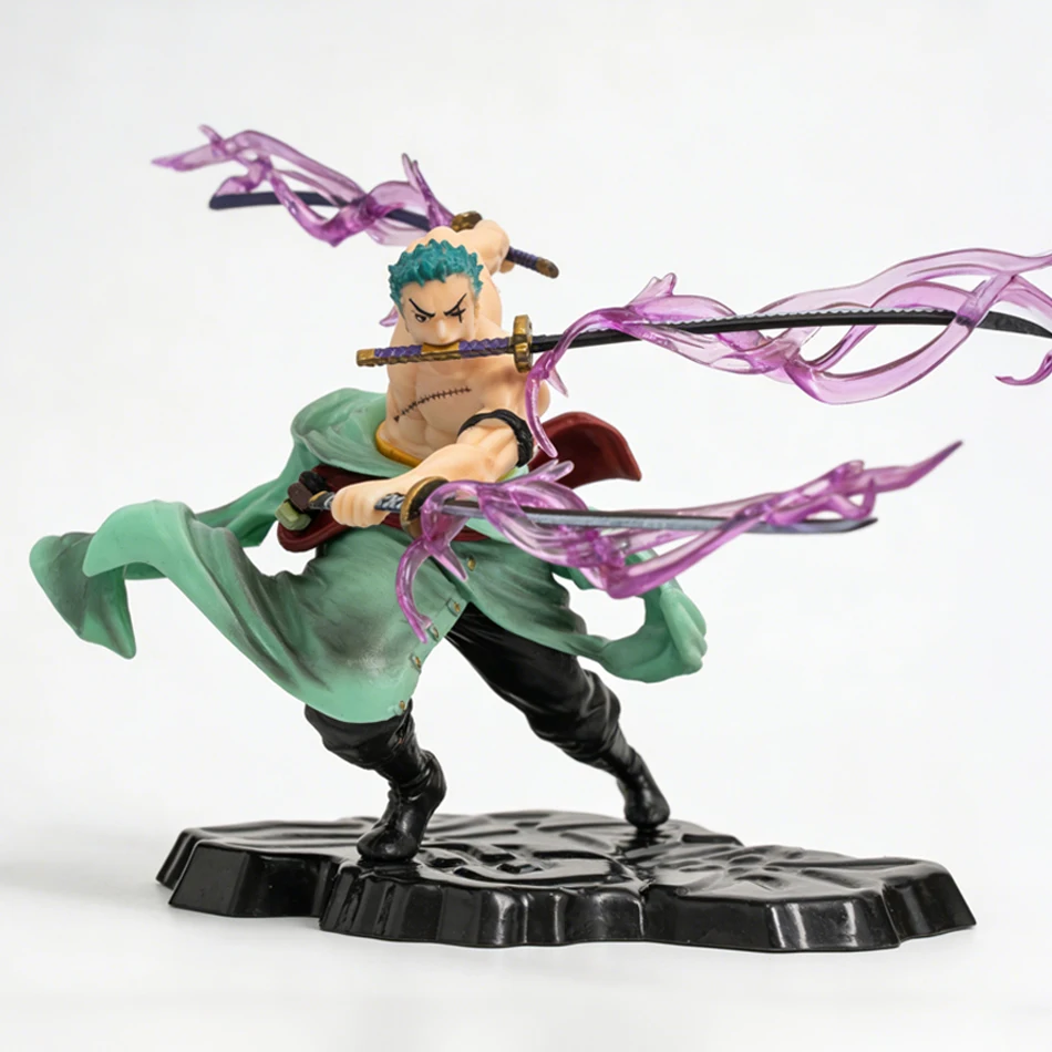 En Stock Figura de Anime de One Piece de 10 cm, GK Roronoa Zoro, Estatua de Manga con Tres Espadas, Figura de Acción Coleccionable, Modelo de Juguete para Niños