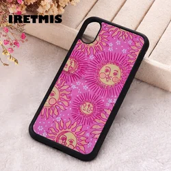 Iretmis Phone Cover Case For iPhone X XS Max XR 11 12 13 PRO MINI 14 15 16 Plus Rubber Silicone Cute Pink Suns Pattern