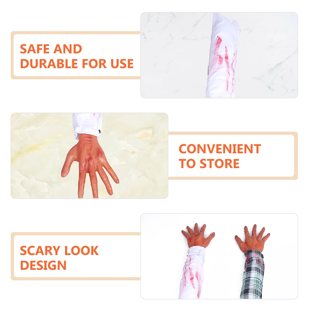 

2 pcs Fake Hand Props Scary Realistic Halloween Prank For Haunted House Party Decorations Simulated Body Part Trick Accessories