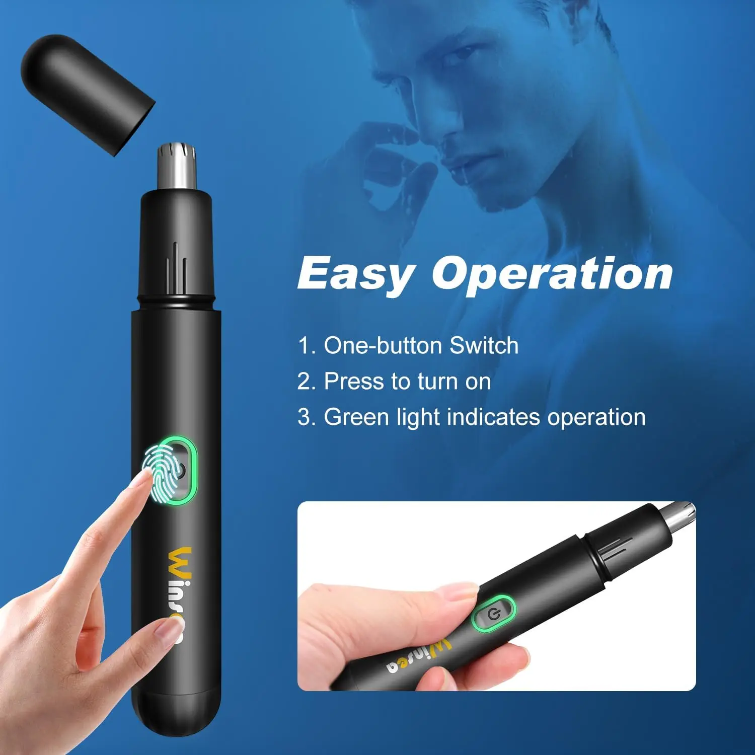 ماكينة تشذيب شعر الأنف الدقيقة – 360 ° ماكينة تشذيب كهربائية آمنة، قابلة لإعادة الشحن عبر USB، مقاومة للماء، للأنف والأذن والحواجب واللحية #3