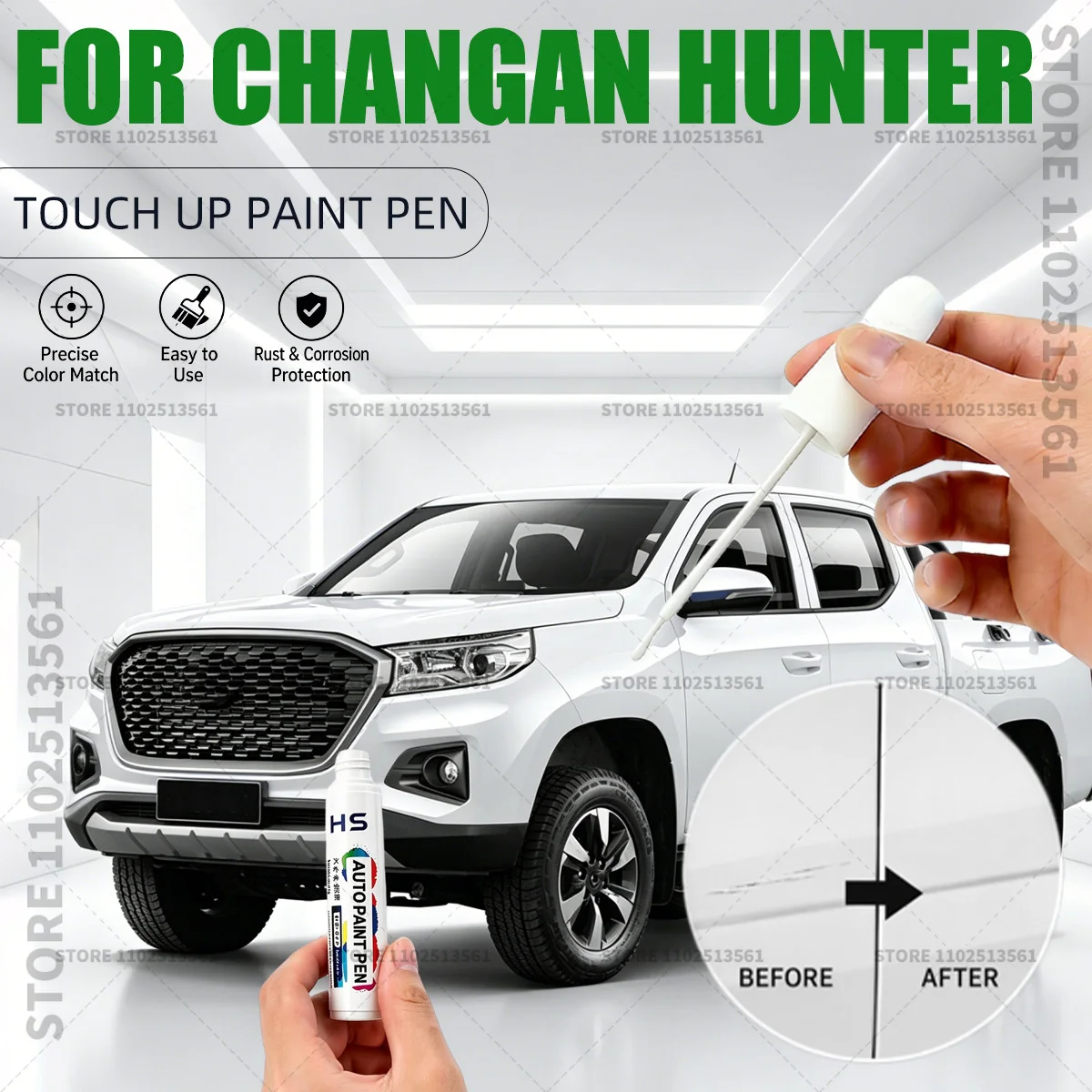 For Changan Hunter Car Paint Repair Pen Restores Original Factory Paint Finish Samoa Orange Black Red Mecha Gray Feather White