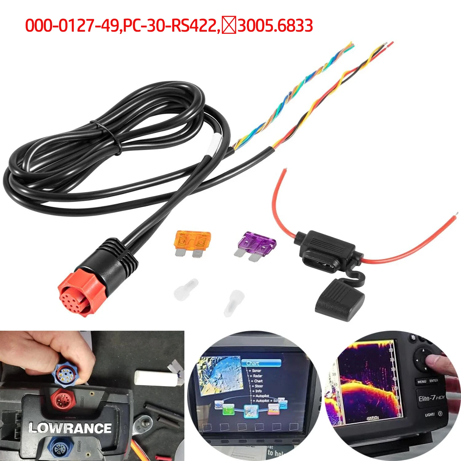 000-0127-49 ,PC-30-RS422 Power/Data Cable Fits for Lowrance All HDS Units:HDS-10, HDS-10m, HDS-5, HDS-5m, HDS-5x, HDS-7,More