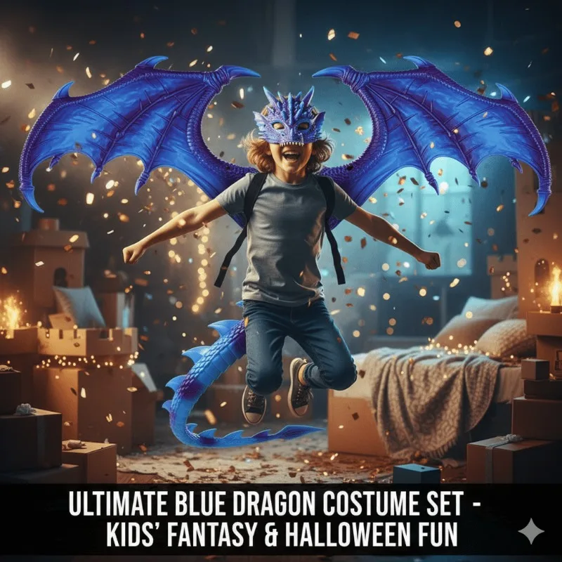 

Easter Dragon Wings, Tail & Mask Set for Kids - 3-Piece Role Play COSPLAY Costume for Children's Party & Dress Up