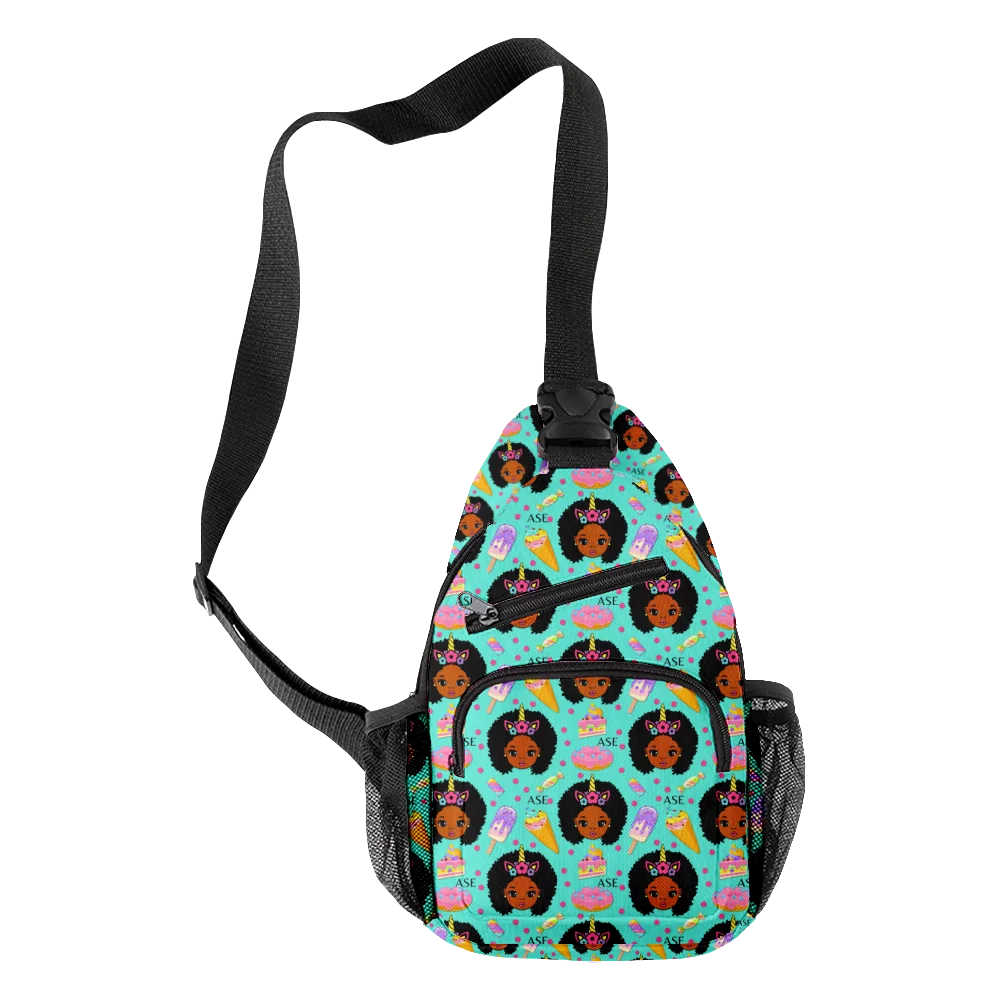 Harajuku شعبية كول الفتيات الأفريقية Crossbody حقائب الصدر أكسفورد مقاوم للماء بنين/بنات حقيبة سفر رياضية ثلاثية الأبعاد طباعة حقائب كتف