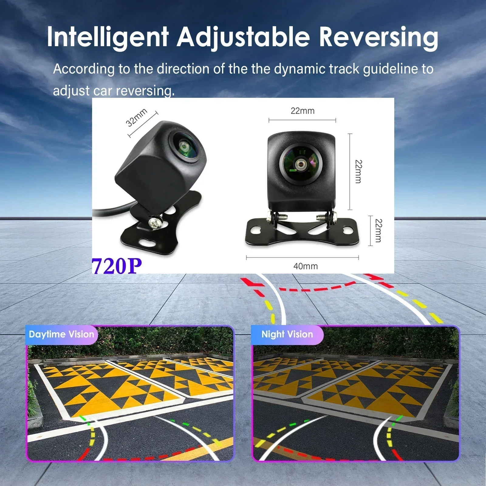 Universele HD 1080P AHD AI auto achteruitrijcamera 170° groothoek voor autoradio nachtzicht en waterdichte voertuigparkeer- en achteruitrijcamera