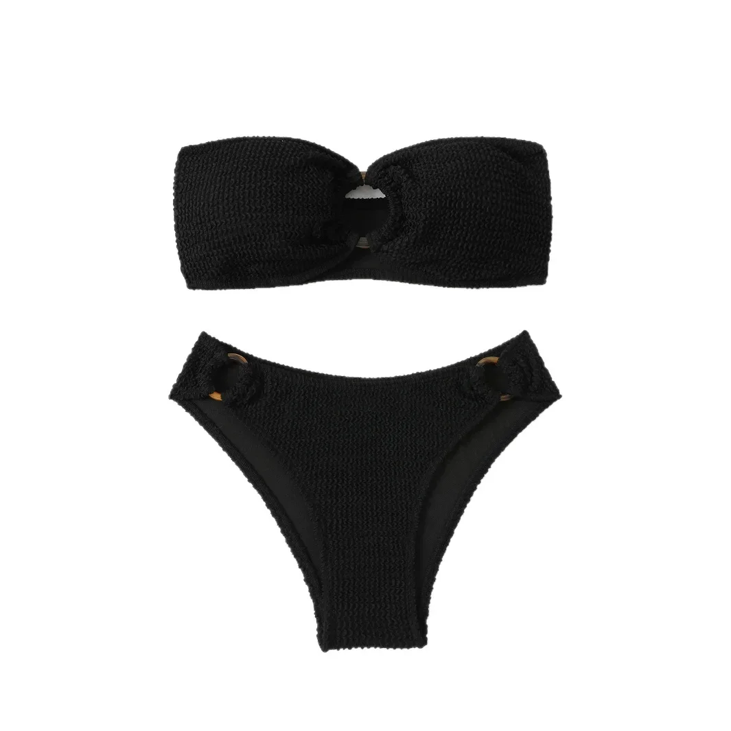 ใหม่ 2025 สี Ringed บิกินี่สามเหลี่ยมชุดว่ายน้ําผู้หญิงแยก Tankini ชุด Cross-Border Elegant ชุดว่ายน้ํา