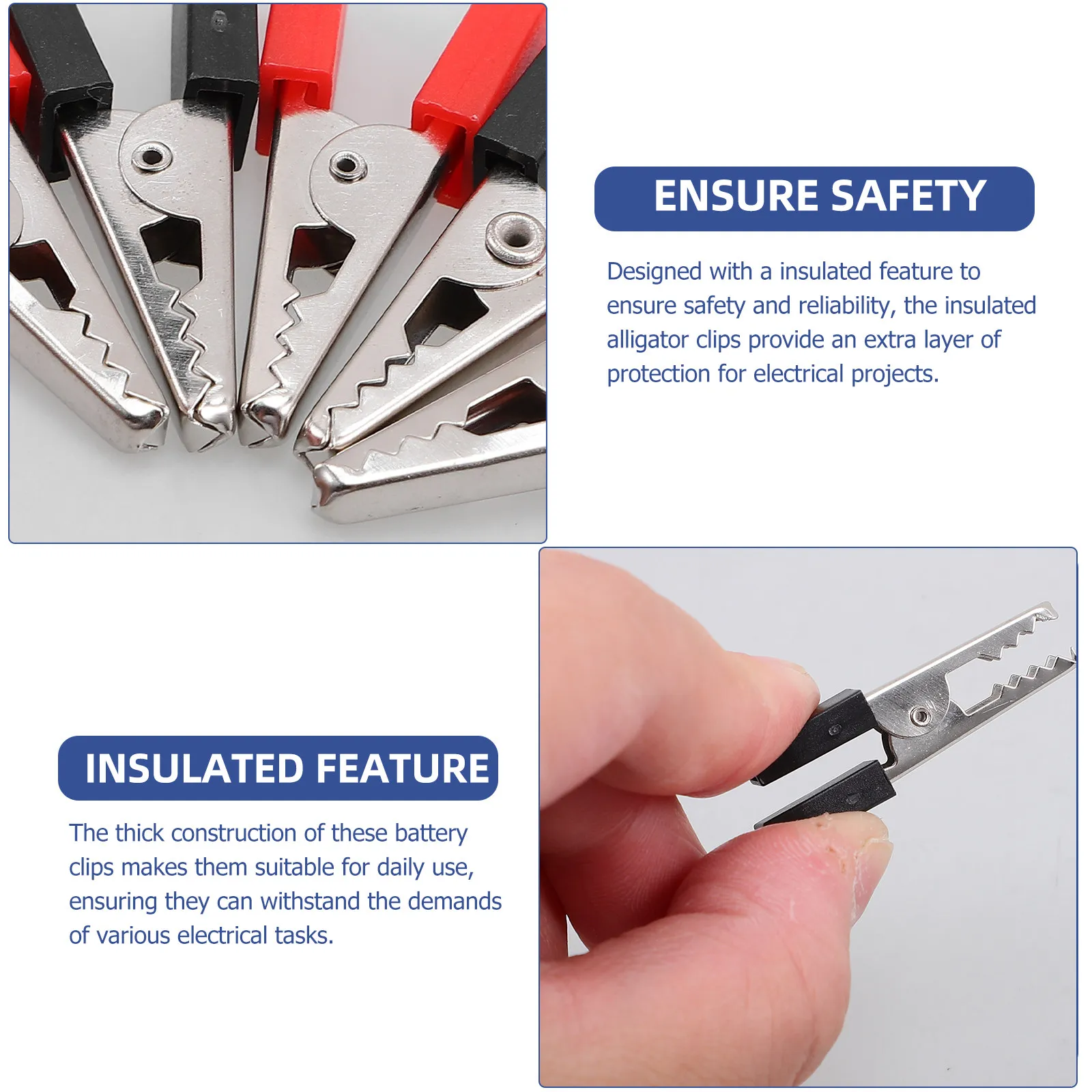 Electrical Alligator Clips 100 Pack Nickel Plated Iron Non Slip Wire Test Clamps with Multicolor PVC Covers