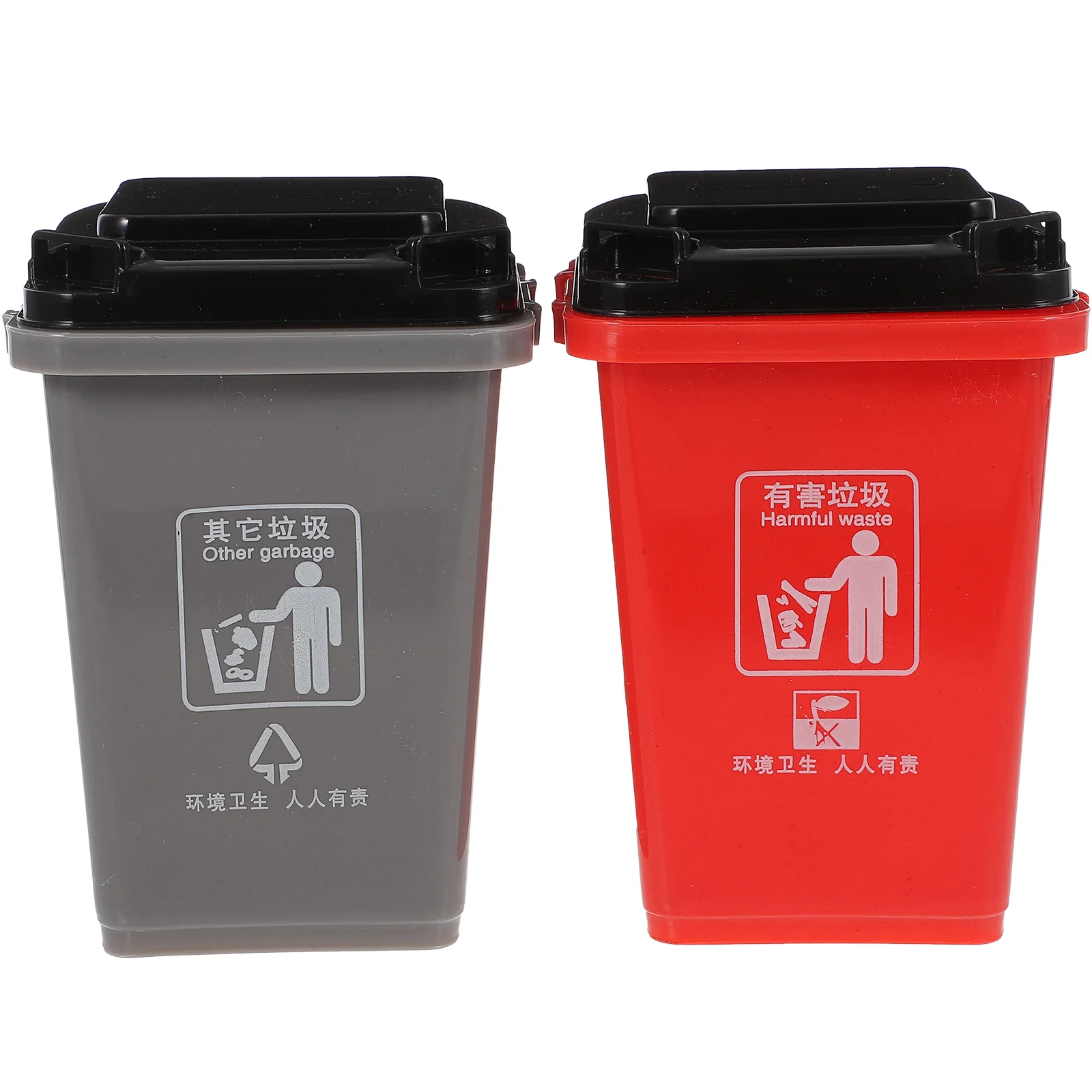 

2 PCS Trash Can Pencil Cup Canister Holder Mini Garbage Cans Bin Stationery Storage Shape