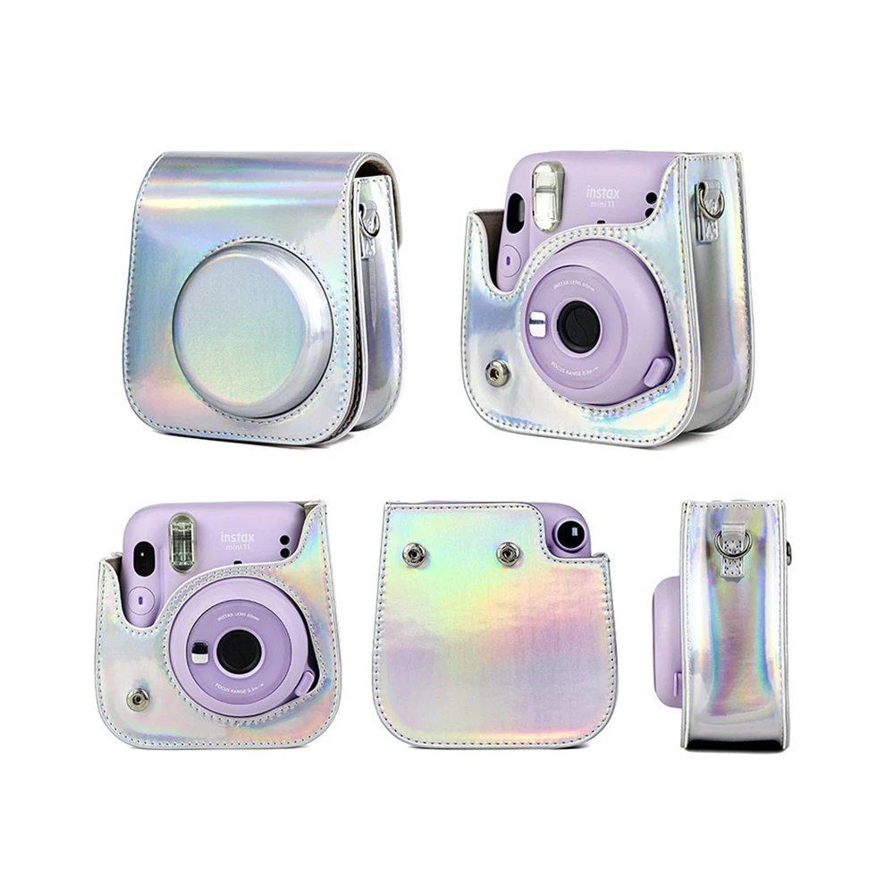 Fujifilm-ショルダーストラップ付きinstaxミニケース,ピンク,シルバー,パープル,PUレザーバッグ,11, 9, 8カメラ,ファッション