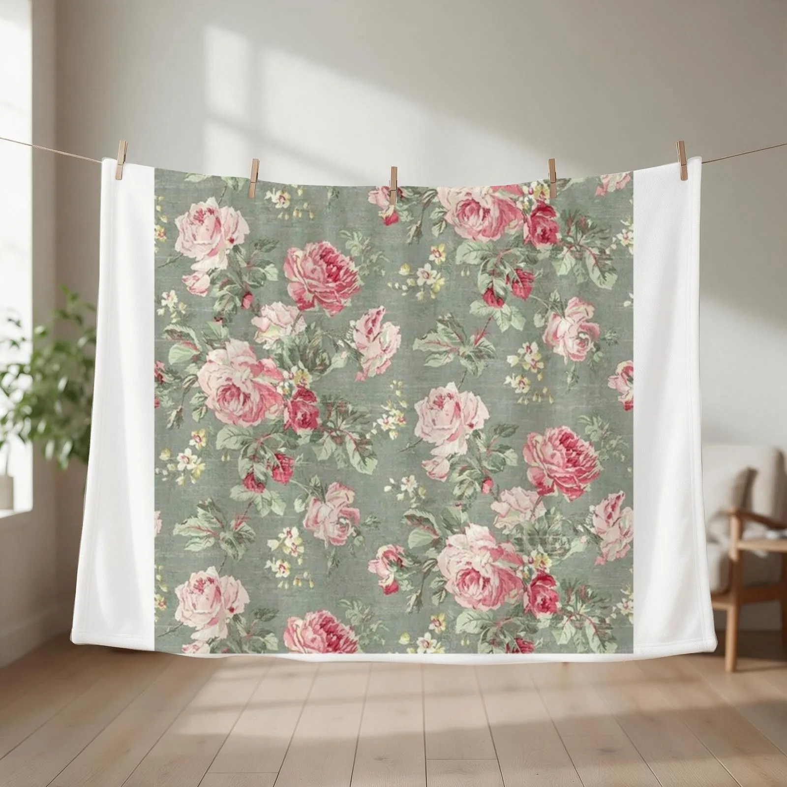 Shabby chic 1 Throw Blanket couch cozy soft plush fuzzy picnic outdoor blanket