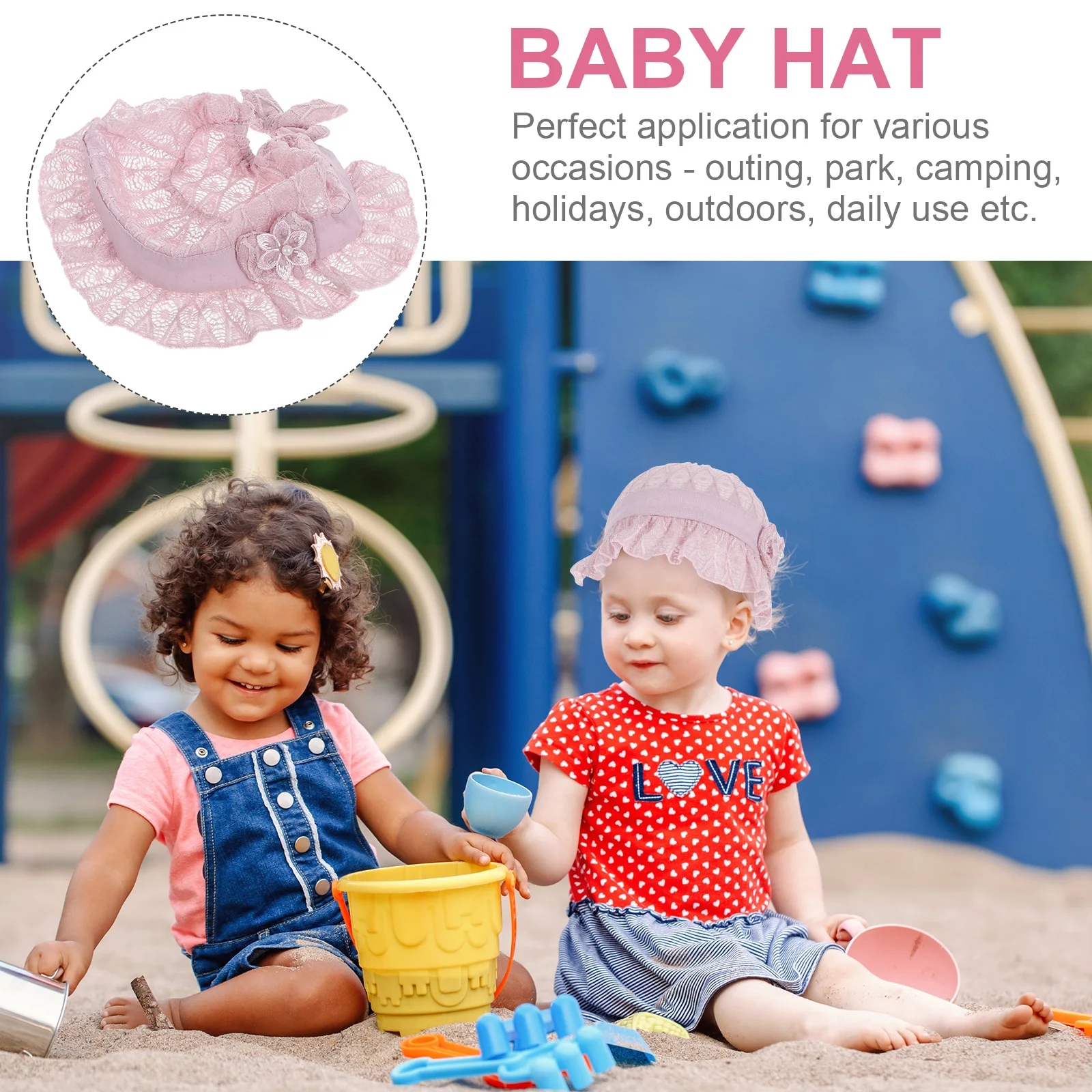 

Cute Baby Lace Hat For Infant Girl 0-2 Years Purple Adjustable Comfortable Outdoor Party Newborn Cap Knitting Bonnet Daily Wear
