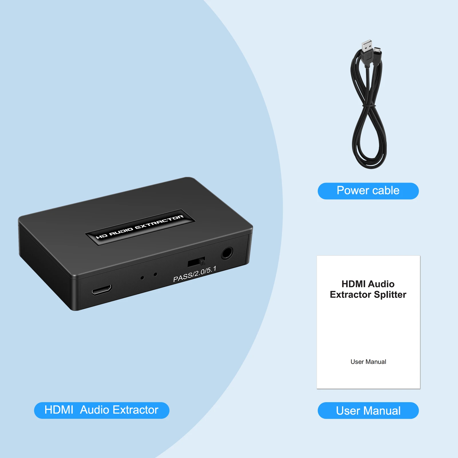 HDMI-compatible Audio Extractor HDMI to HDMI Optical TOSLINK SPDIF + 3.5mm Stereo Extractor Audio Splitter with usb cable