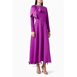 YUNLAN Luxury Purple Dubai Mother of the Bride Rhinestone Evening Gown 2024 Muslim Formal Occasion Guest A-line Party Dress