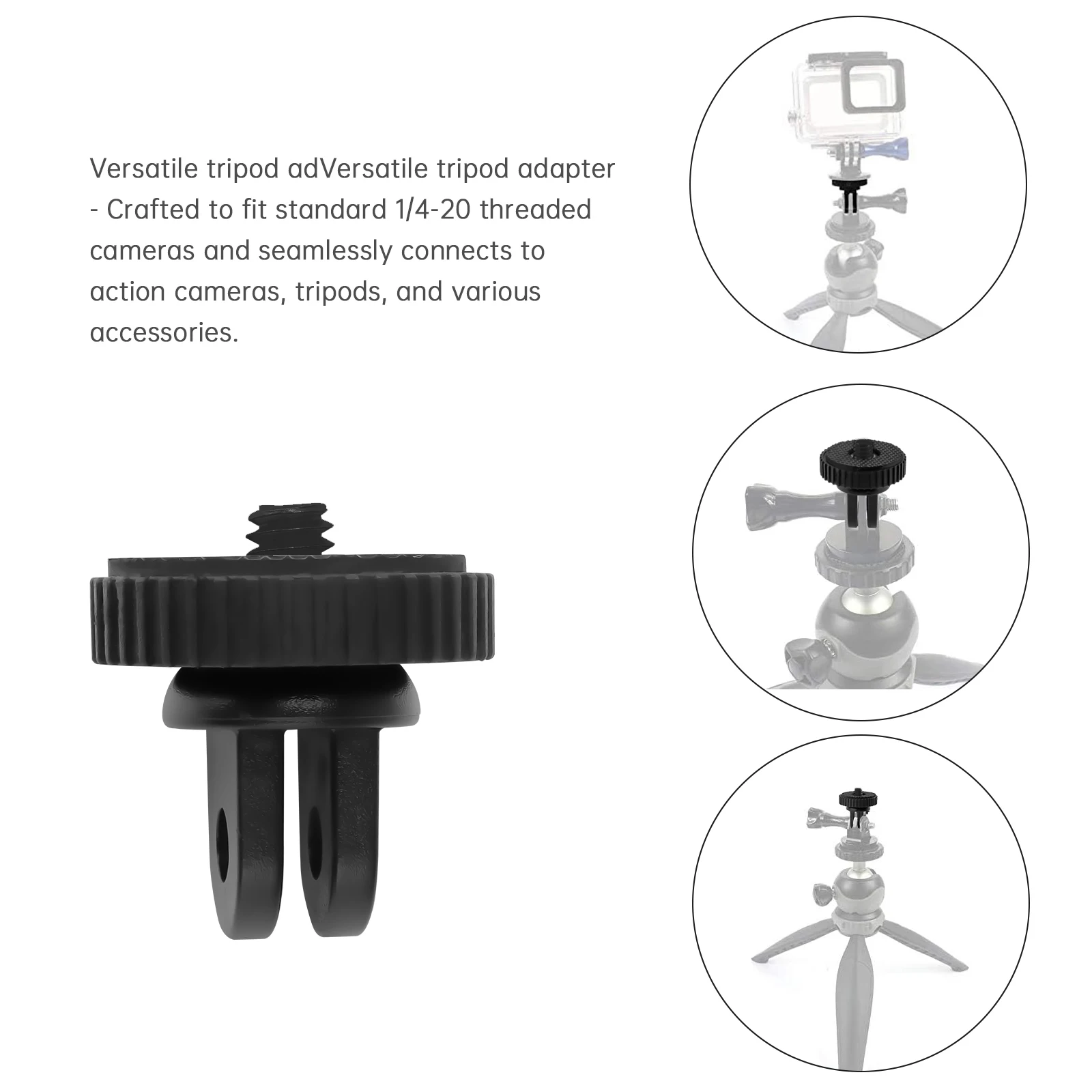 Adapter do montażu na statywie 1/4 Adapter z łbem śrubowym Pasuje do Hero 8 7 6 5 Pasuje do zestawów akcesoriów DJI Action Camera DSLR DV